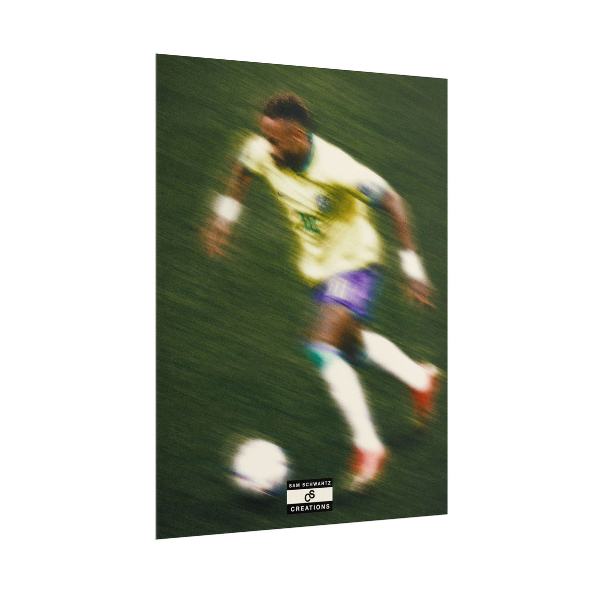 2/3 The Brazilian Prince Soccer Action Rolled Poster — Vintage Neymar Football Player Wall Art