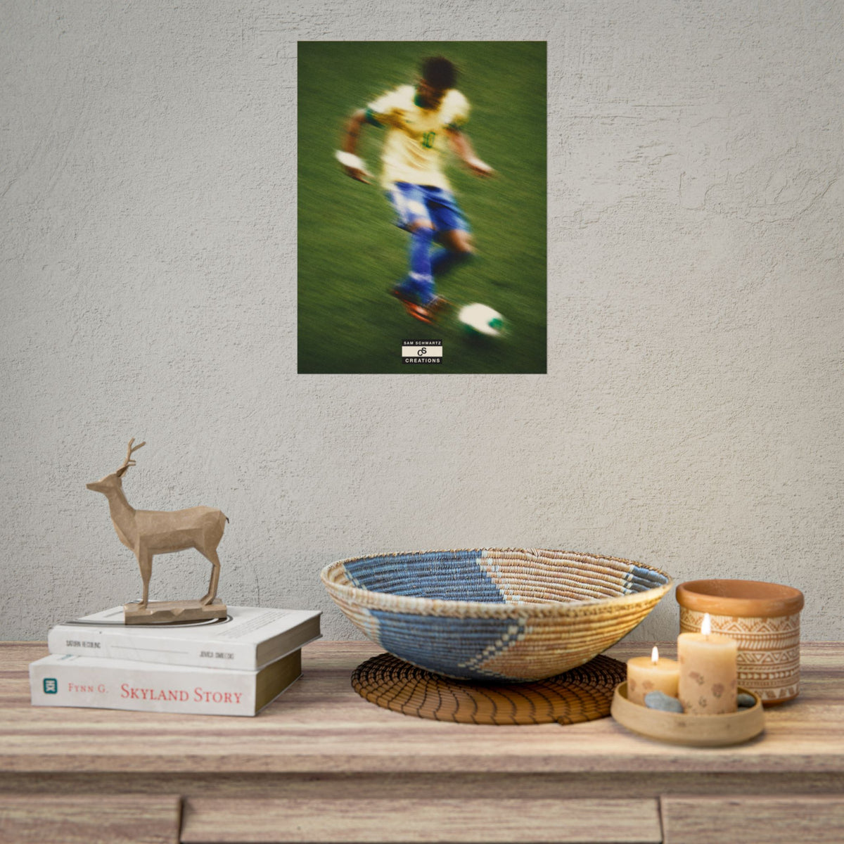 1/3 The Brazilian Prince Soccer Action Rolled Poster — Vintage Neymar Football Player Wall Art