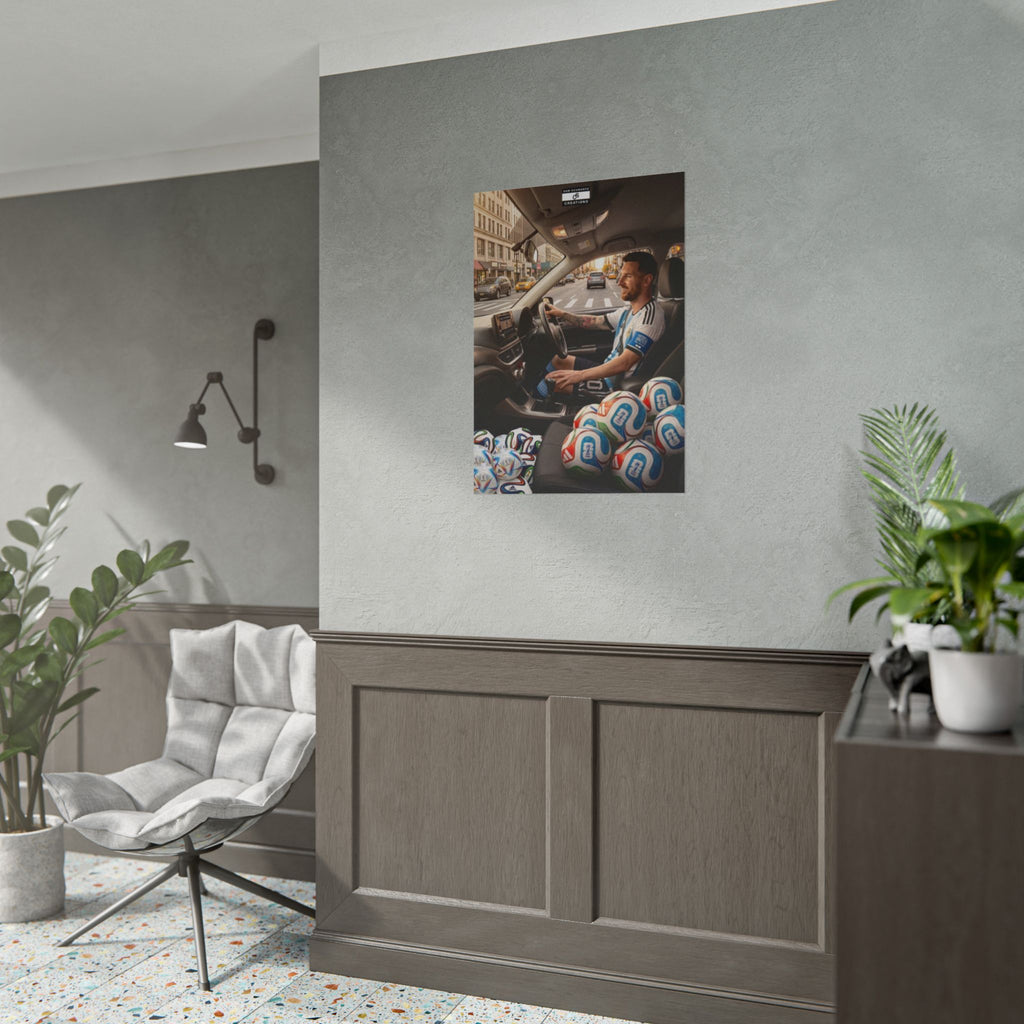 Driving the Dream Poster | Lionel Messi World Cup Football Wall Art