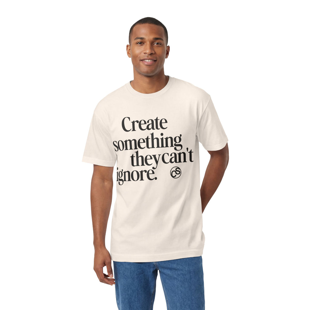 Sam Schwartz Creations "Create Something They Can't Ignore" Tee, Graphic T‑Shirt