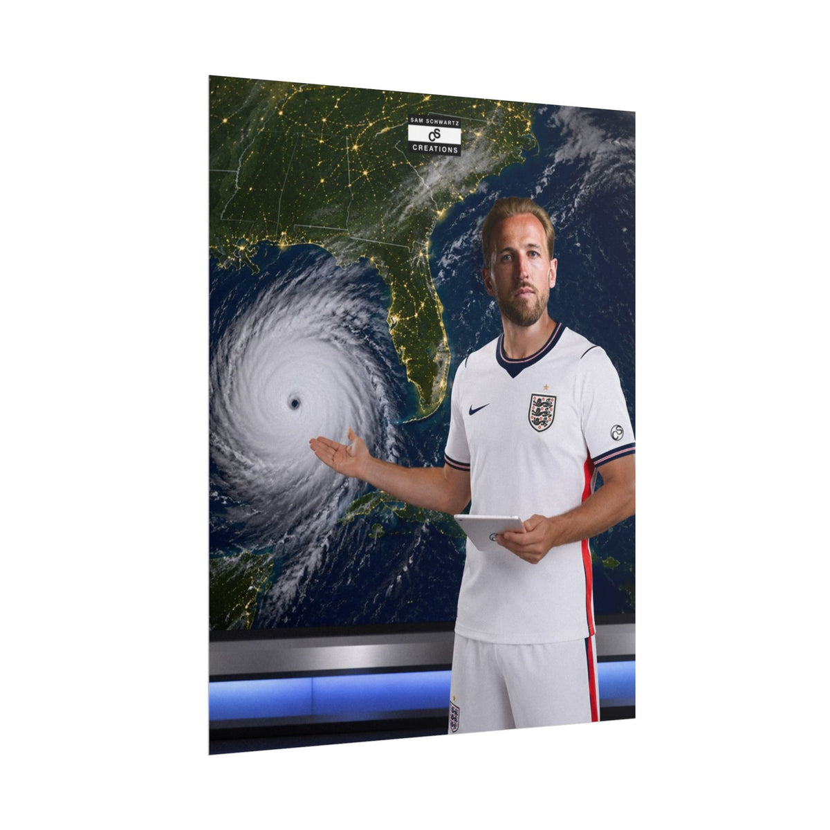 Hurricane Harry Poster | Harry Kane England Football Wall Art