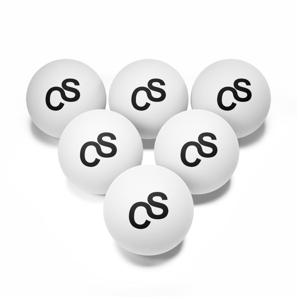 Sam Schwartz Creations Ping Pong Balls (6 Pack) – White Table Tennis Balls with Black Logo