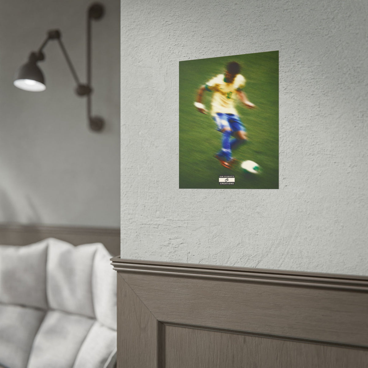 1/3 The Brazilian Prince Soccer Action Rolled Poster — Vintage Neymar Football Player Wall Art