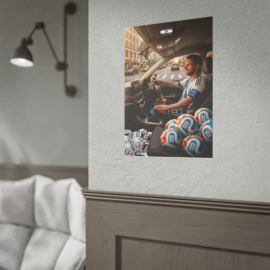 Driving the Dream Poster | Lionel Messi World Cup Football Wall Art