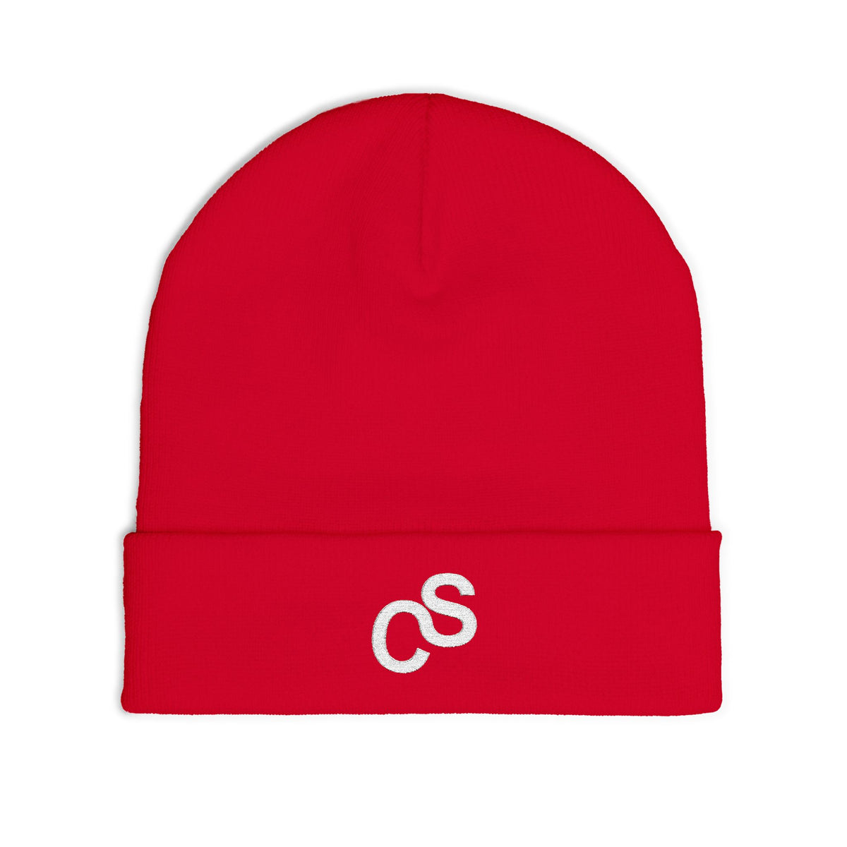 Embroidered Sam Schwartz Creations Logo Knit Beanie — Cozy Grey Winter Hat