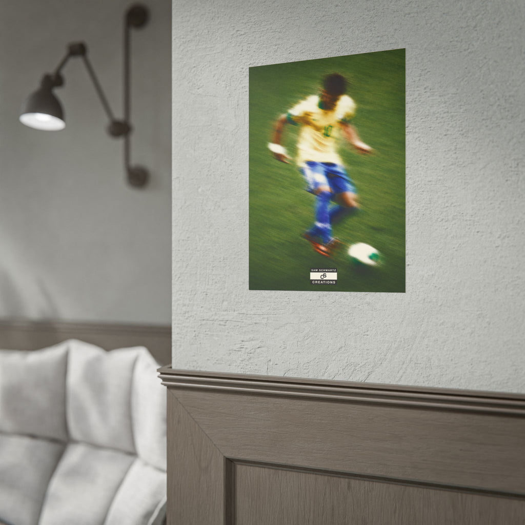 1/3 The Brazilian Prince Soccer Action Rolled Poster — Vintage Neymar Football Player Wall Art