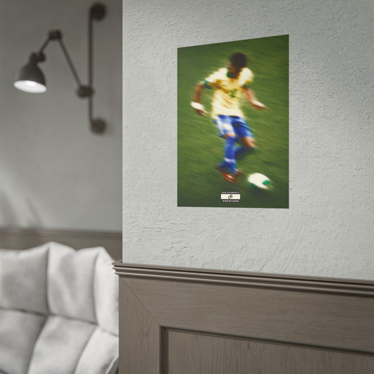 1/3 The Brazilian Prince Soccer Action Rolled Poster — Vintage Neymar Football Player Wall Art