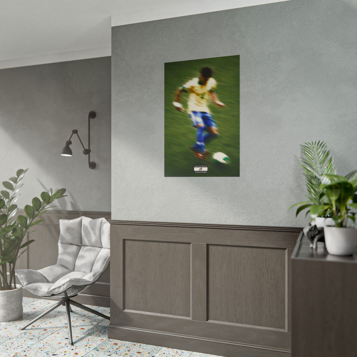 1/3 The Brazilian Prince Soccer Action Rolled Poster — Vintage Neymar Football Player Wall Art