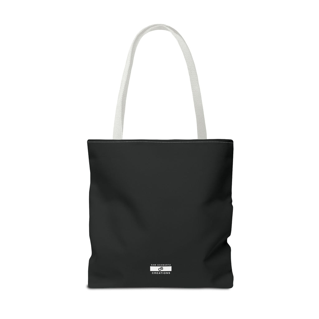 Monochrome Sam Schwartz Creations Logo Tote Bag – Minimalist Black & White Carryall