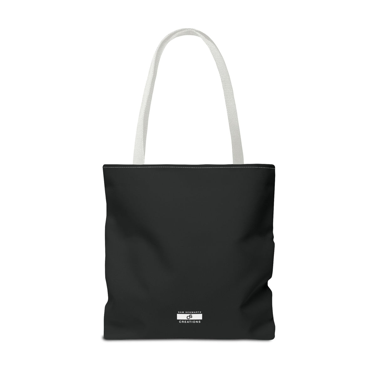 Monochrome Sam Schwartz Creations Logo Tote Bag – Minimalist Black & White Carryall
