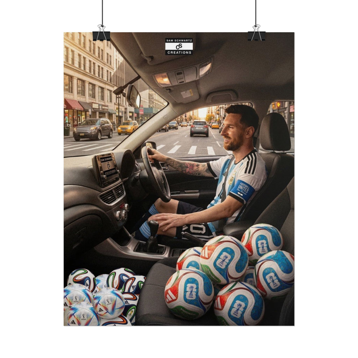 Driving the Dream Poster | Lionel Messi World Cup Football Wall Art