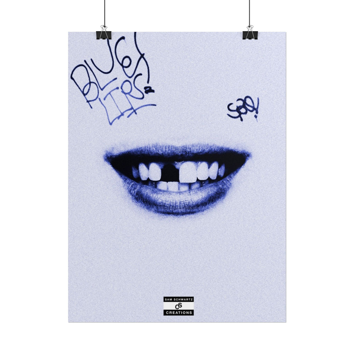 Blue Lips Poster | Experimental Hip-Hop Wall Art