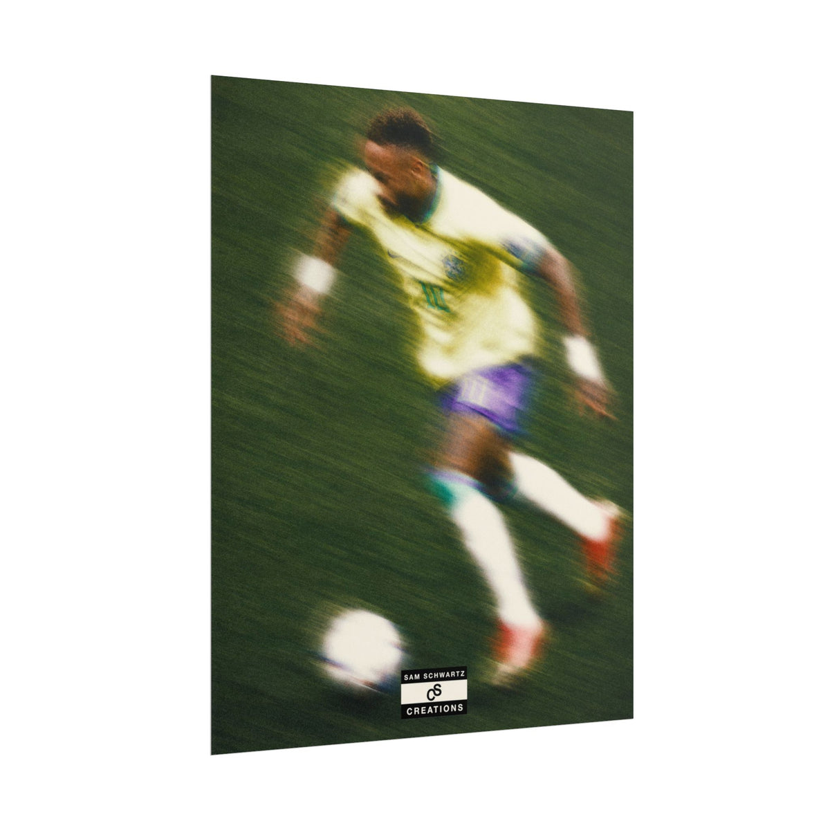 2/3 The Brazilian Prince Soccer Action Rolled Poster — Vintage Neymar Football Player Wall Art