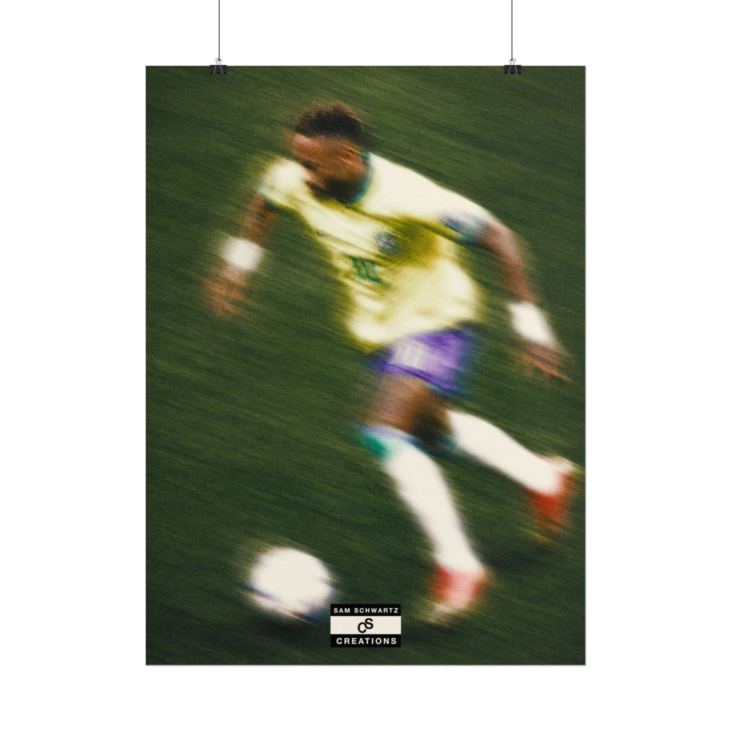 2/3 The Brazilian Prince Soccer Action Rolled Poster — Vintage Neymar Football Player Wall Art