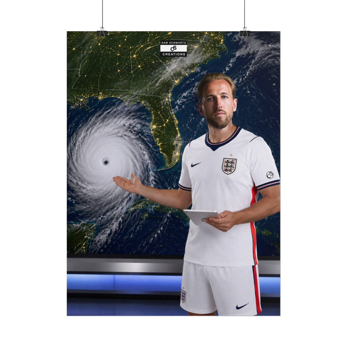Hurricane Harry Poster | Harry Kane England Football Wall Art