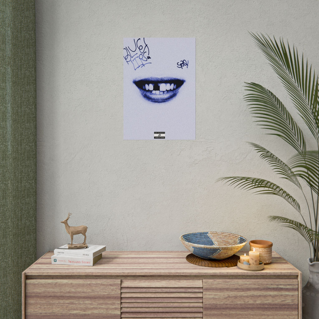 Blue Lips Poster | Experimental Hip-Hop Wall Art
