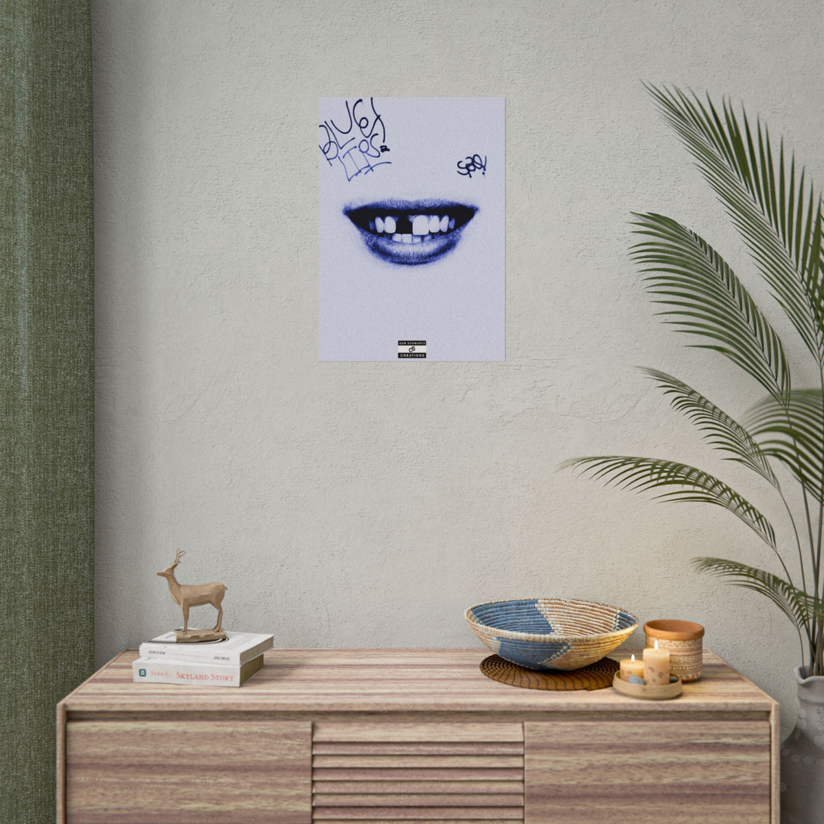 Blue Lips Poster | Experimental Hip-Hop Wall Art