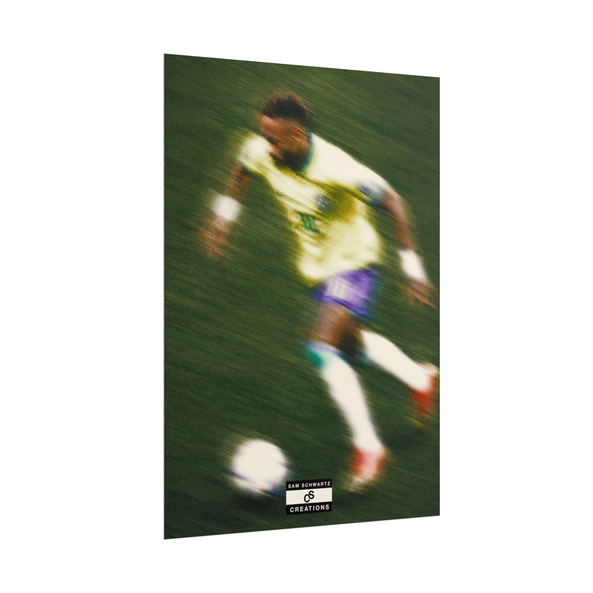 2/3 The Brazilian Prince Soccer Action Rolled Poster — Vintage Neymar Football Player Wall Art