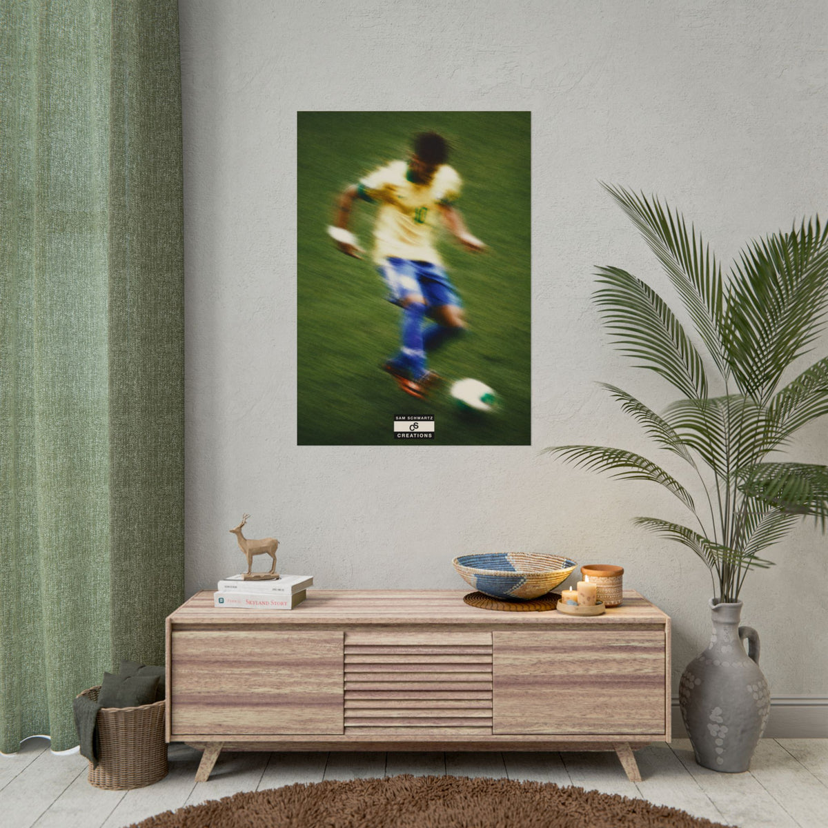 1/3 The Brazilian Prince Soccer Action Rolled Poster — Vintage Neymar Football Player Wall Art