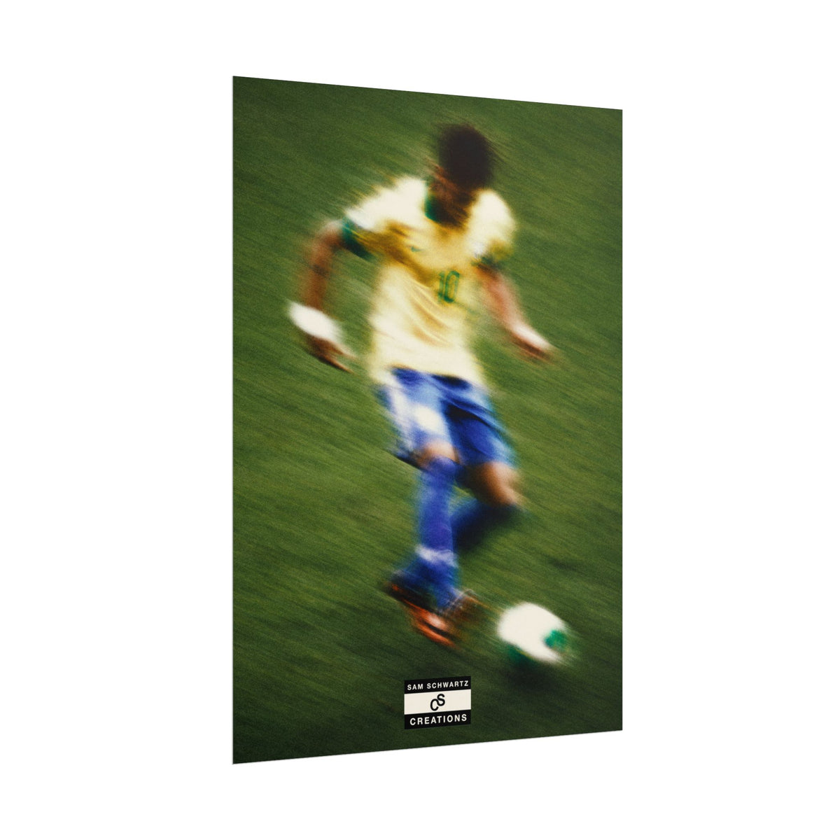 1/3 The Brazilian Prince Soccer Action Rolled Poster — Vintage Neymar Football Player Wall Art