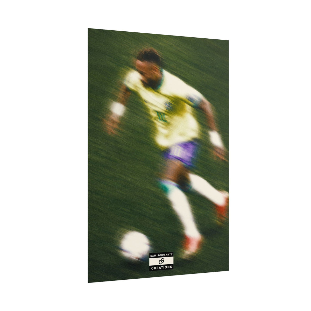 2/3 The Brazilian Prince Soccer Action Rolled Poster — Vintage Neymar Football Player Wall Art