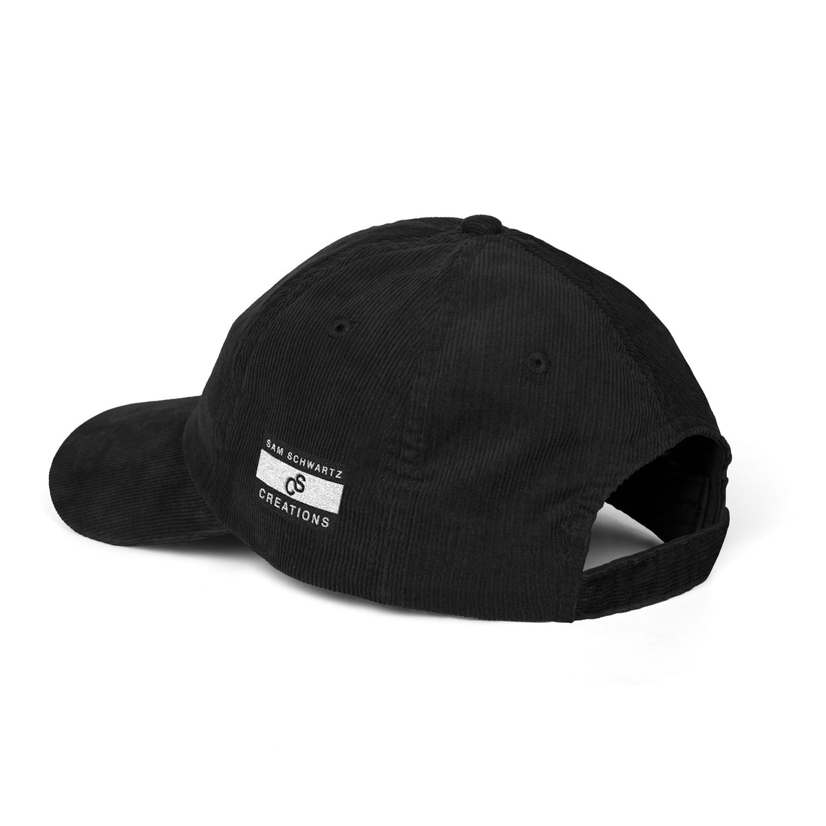 Vintage Sam Schwartz Creations Corduroy Cap — Embroidered Retro Symbol Dad Hat