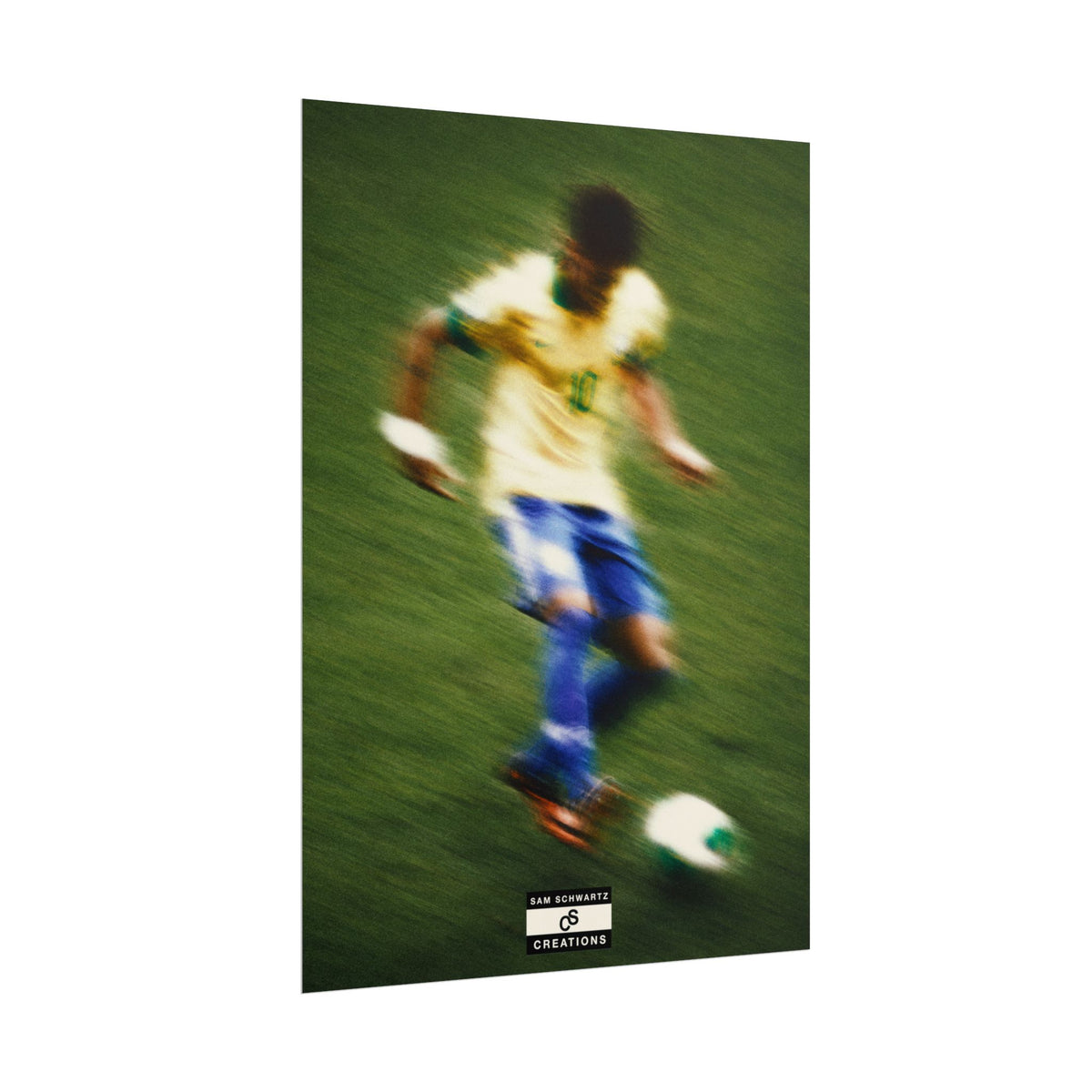 1/3 The Brazilian Prince Soccer Action Rolled Poster — Vintage Neymar Football Player Wall Art