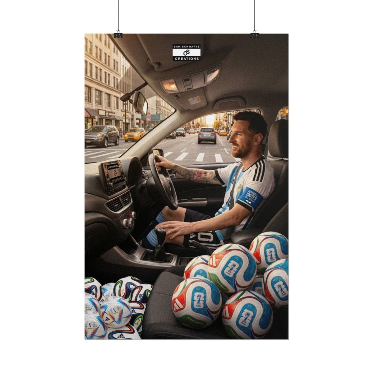 Driving the Dream Poster | Lionel Messi World Cup Football Wall Art