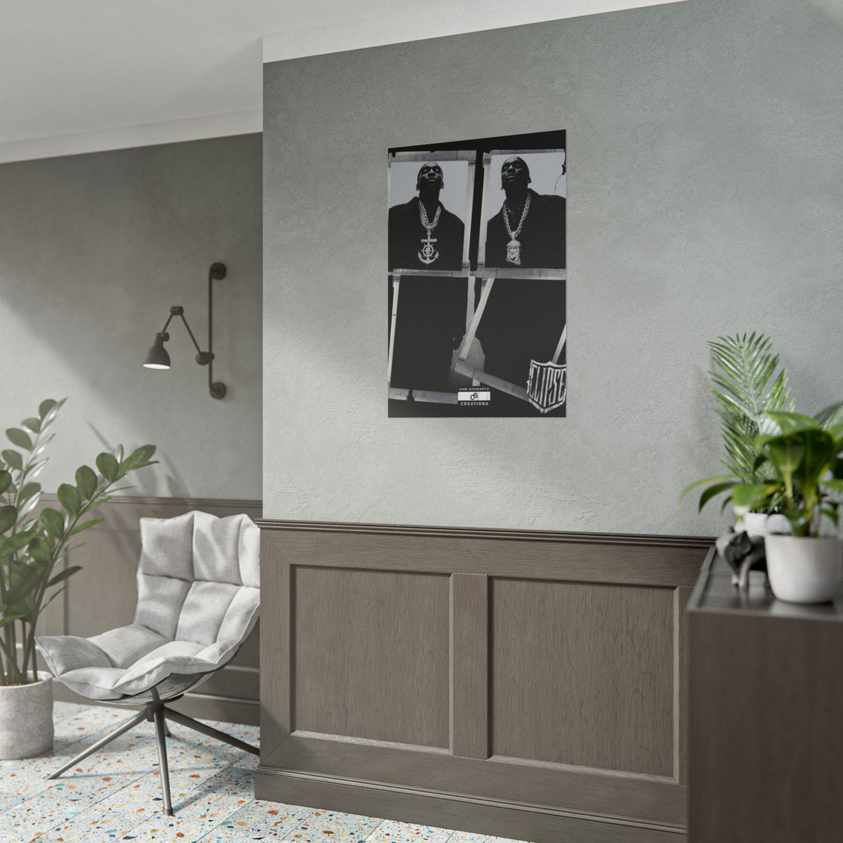 Clipse Chains Poster | Hip-Hop Portrait Wall Art