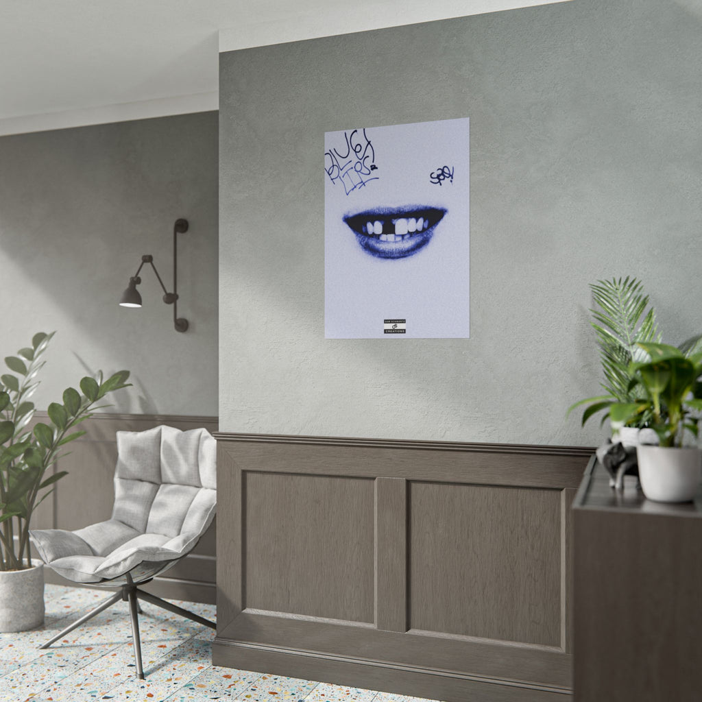 Blue Lips Poster | Experimental Hip-Hop Wall Art