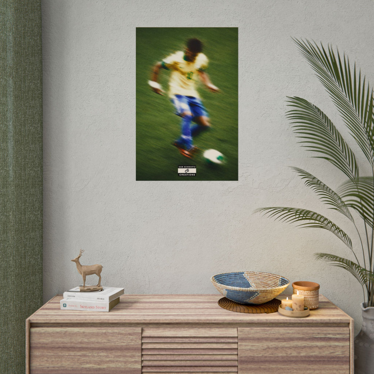 1/3 The Brazilian Prince Soccer Action Rolled Poster — Vintage Neymar Football Player Wall Art