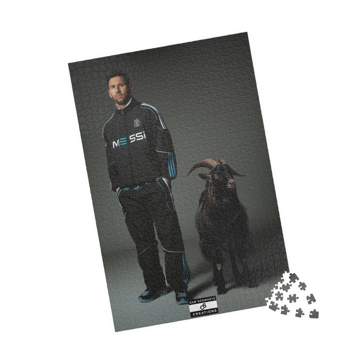 Messi and Goat Photo Jigsaw Puzzle — Soccer Legend Collectible (110/252/520/1014 pcs)