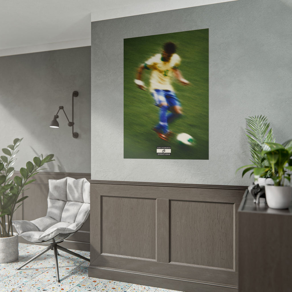 1/3 The Brazilian Prince Soccer Action Rolled Poster — Vintage Neymar Football Player Wall Art