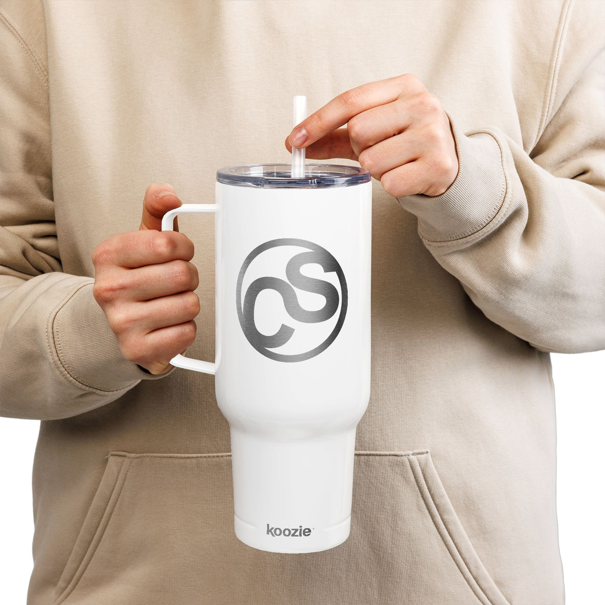 40oz Engraved Sam Schwartz Creations Insulated Tumbler with Handle & Lid — Stainless Travel Cup