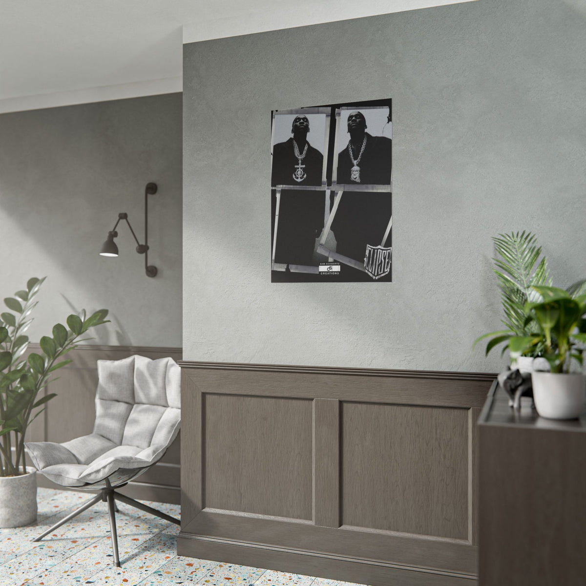 Clipse Chains Poster | Hip-Hop Portrait Wall Art