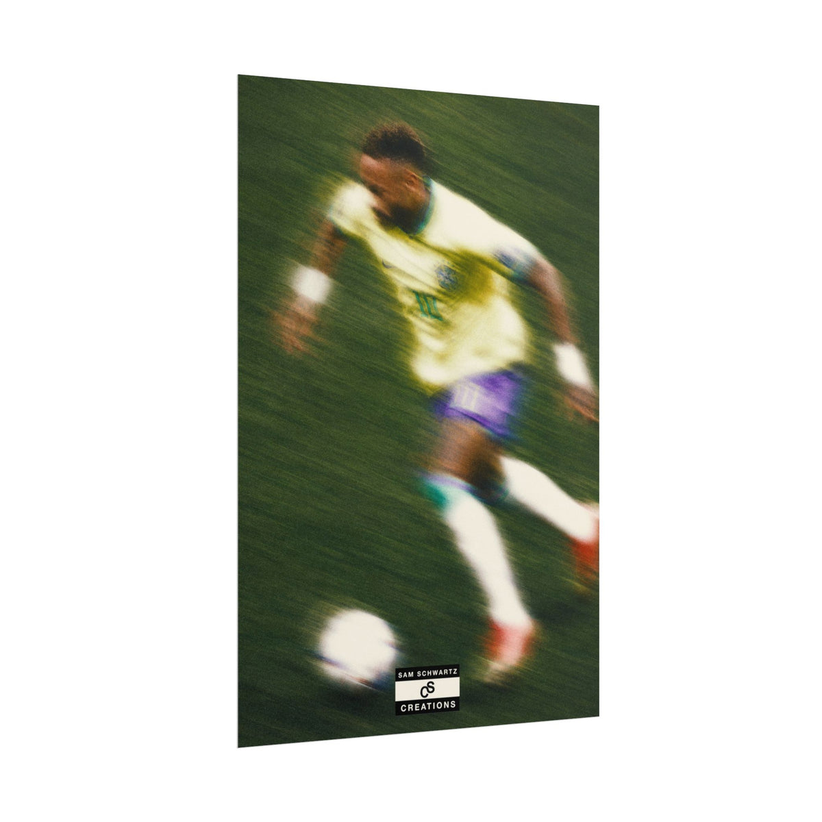 2/3 The Brazilian Prince Soccer Action Rolled Poster — Vintage Neymar Football Player Wall Art