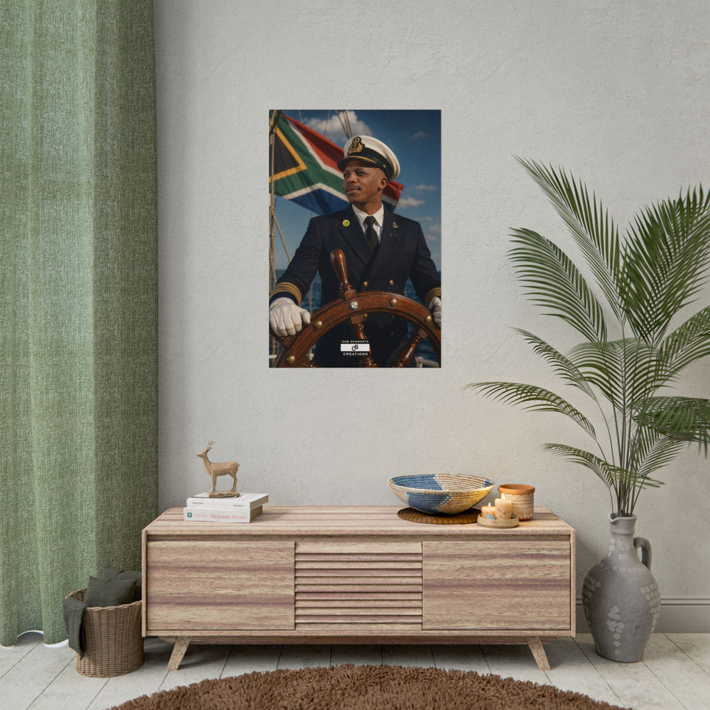 Steering the Nation Poster | South African Football Captain Wall Art