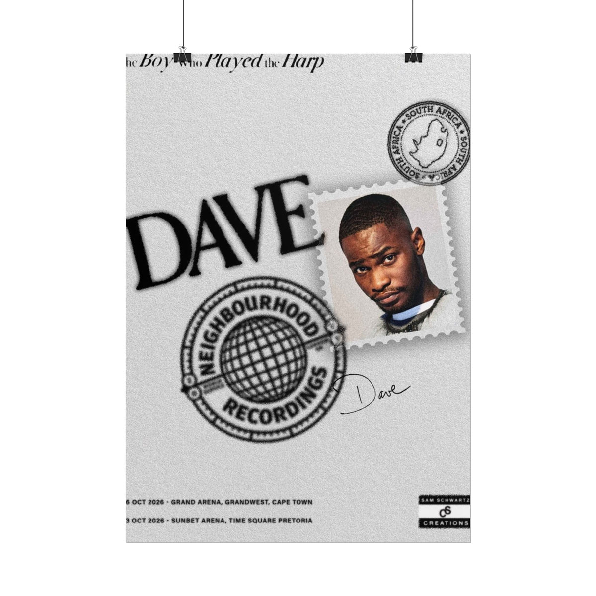 The Boy Who Played the Harp Poster | Dave South Africa Wall Art