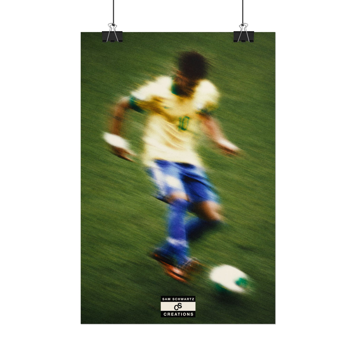 1/3 The Brazilian Prince Soccer Action Rolled Poster — Vintage Neymar Football Player Wall Art