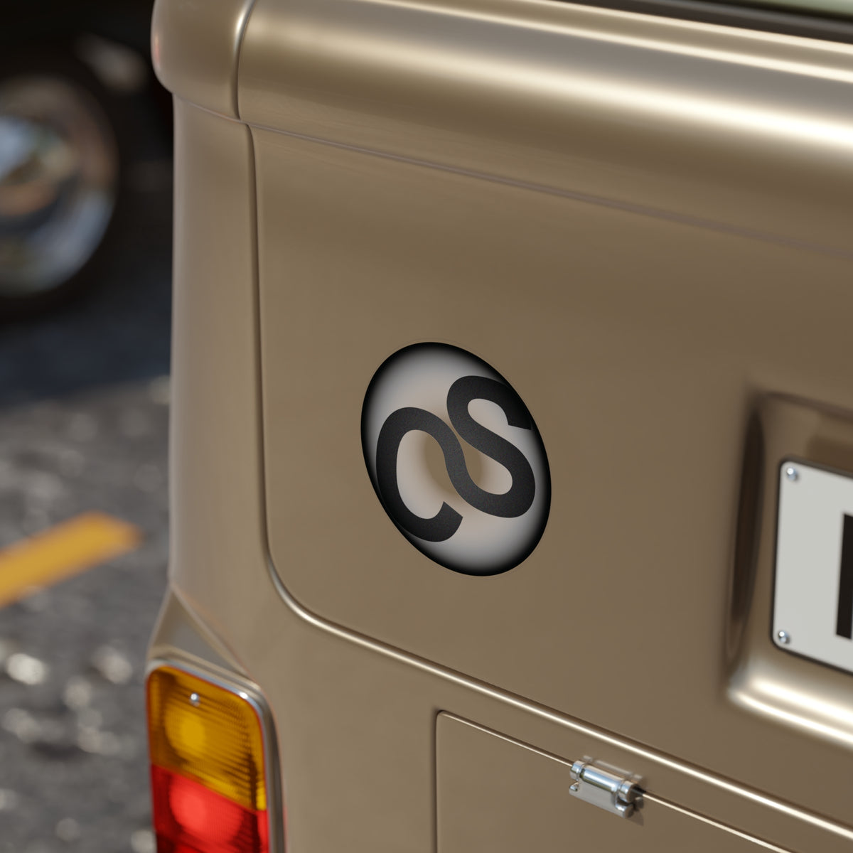 Round Transparent Sam Schwartz Creations Outdoor Sticker — Black "Sam Schwartz Creations" Monogram