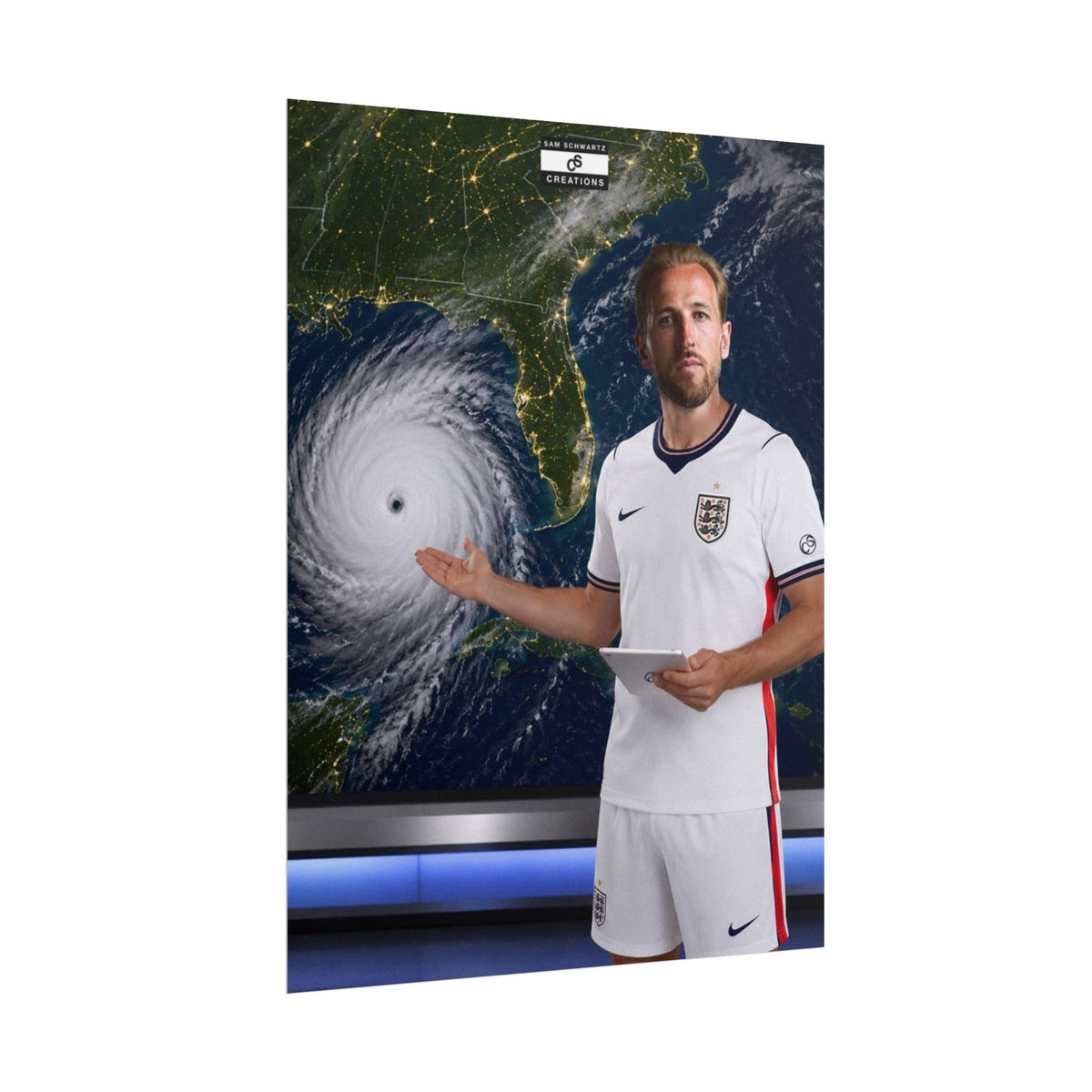 Hurricane Harry Poster | Harry Kane England Football Wall Art