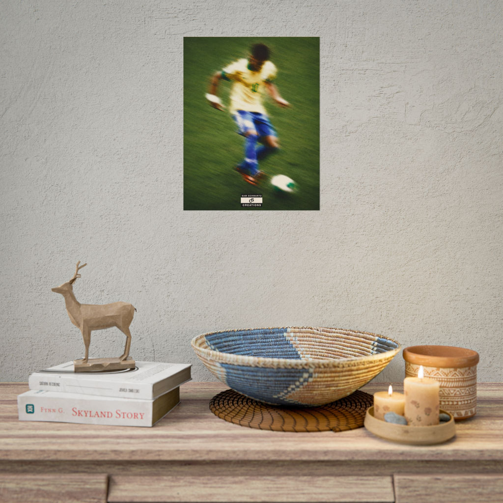 1/3 The Brazilian Prince Soccer Action Rolled Poster — Vintage Neymar Football Player Wall Art