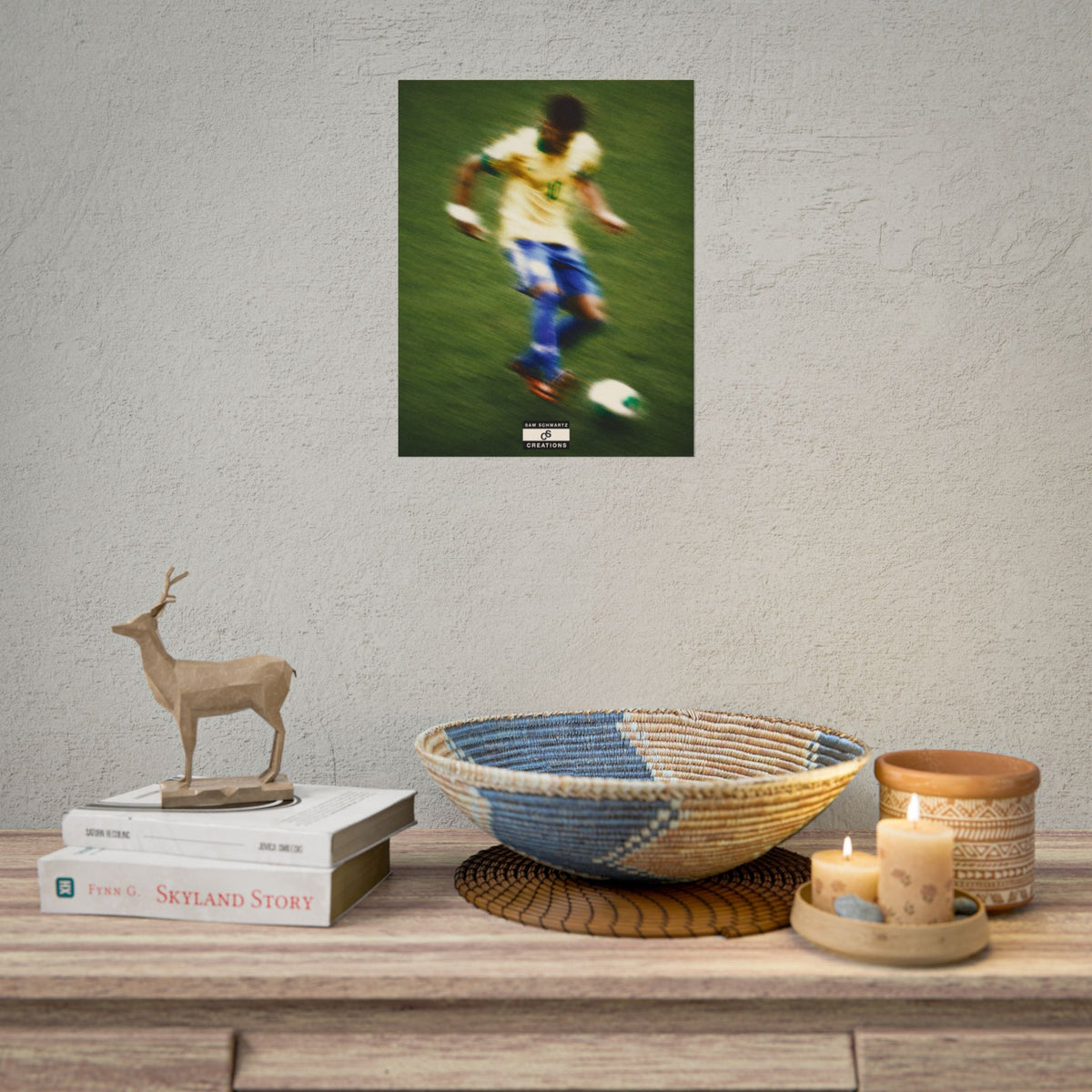 1/3 The Brazilian Prince Soccer Action Rolled Poster — Vintage Neymar Football Player Wall Art
