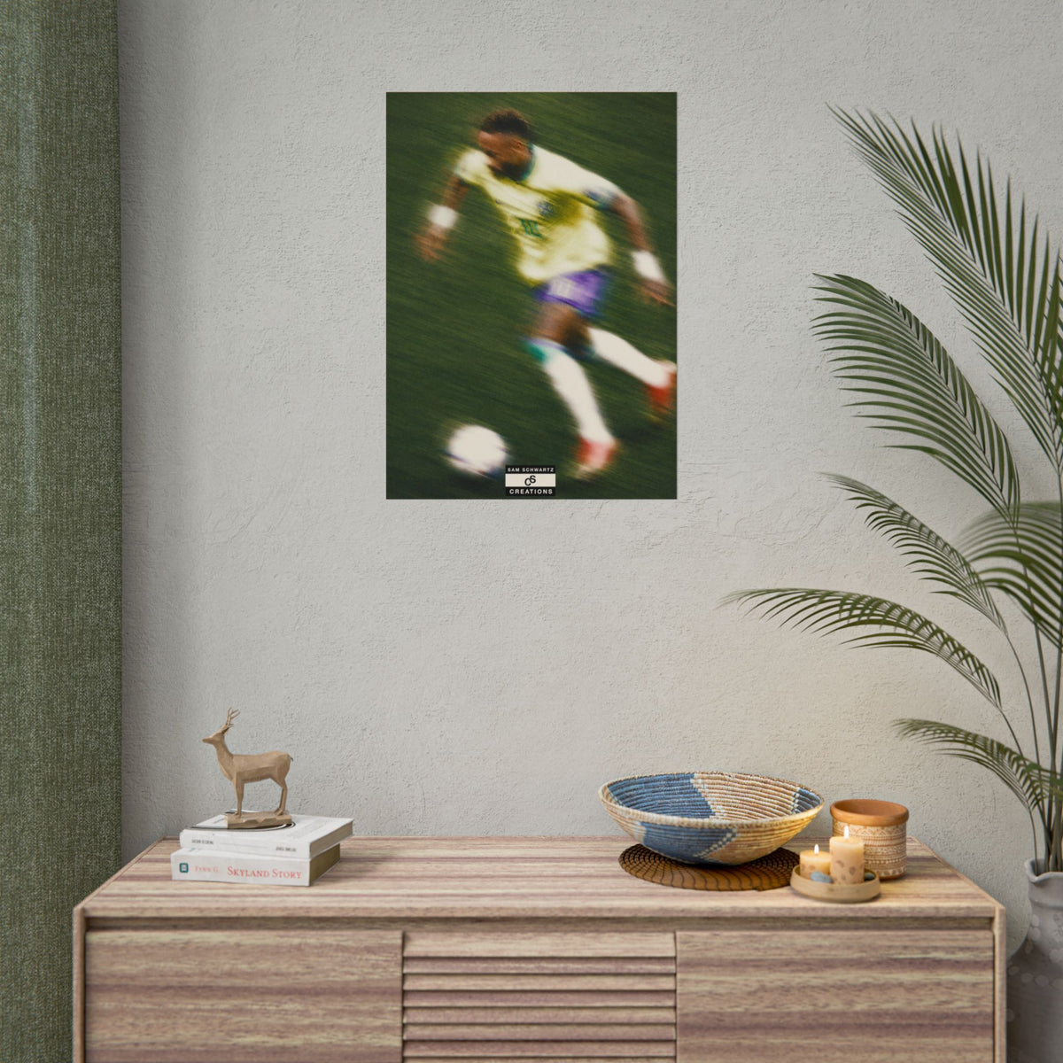 2/3 The Brazilian Prince Soccer Action Rolled Poster — Vintage Neymar Football Player Wall Art