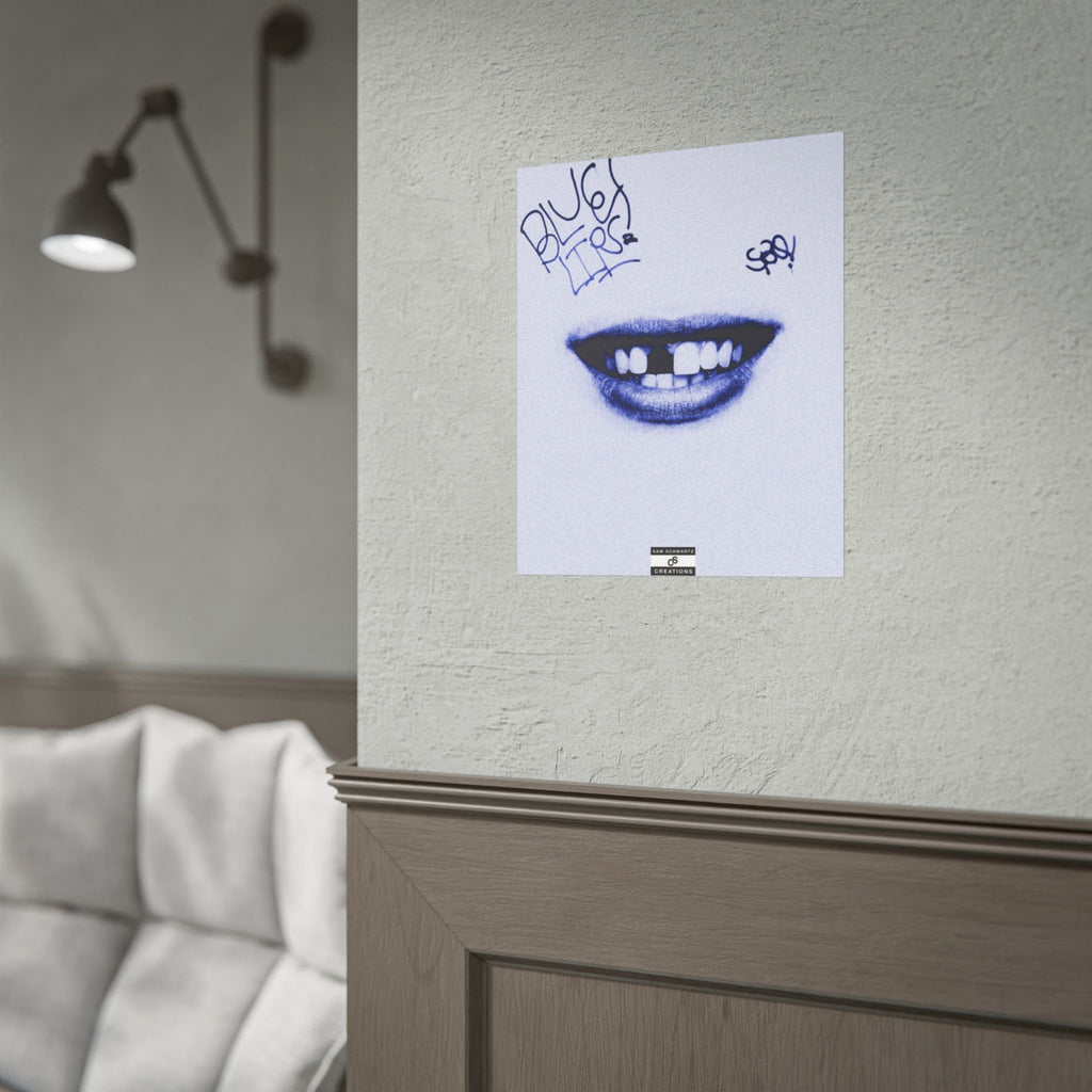 Blue Lips Poster | Experimental Hip-Hop Wall Art