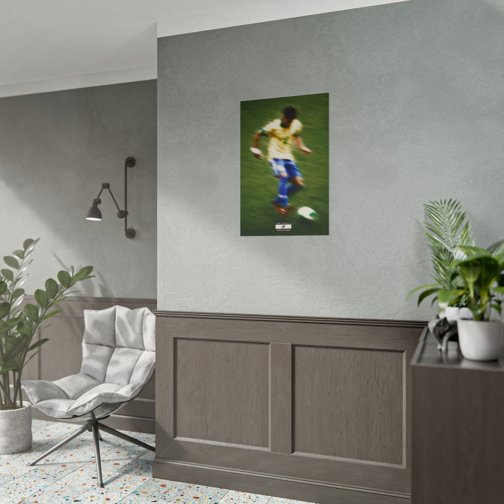 1/3 The Brazilian Prince Soccer Action Rolled Poster — Vintage Neymar Football Player Wall Art