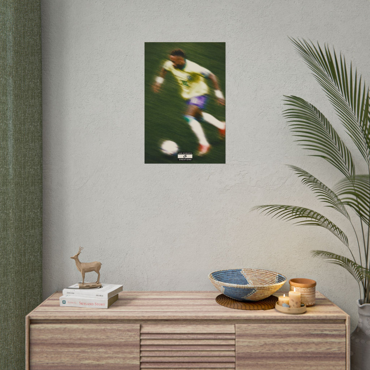 2/3 The Brazilian Prince Soccer Action Rolled Poster — Vintage Neymar Football Player Wall Art