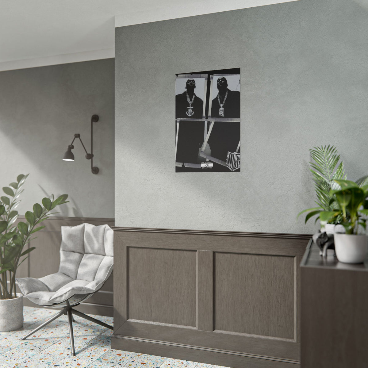 Clipse Chains Poster | Hip-Hop Portrait Wall Art