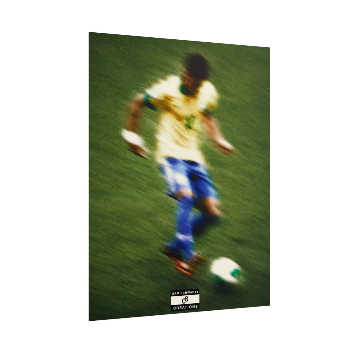 1/3 The Brazilian Prince Soccer Action Rolled Poster — Vintage Neymar Football Player Wall Art