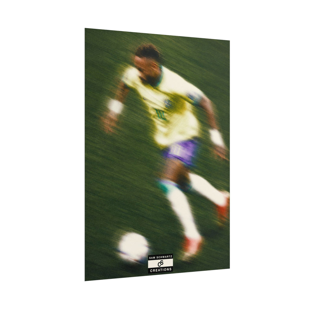 2/3 The Brazilian Prince Soccer Action Rolled Poster — Vintage Neymar Football Player Wall Art
